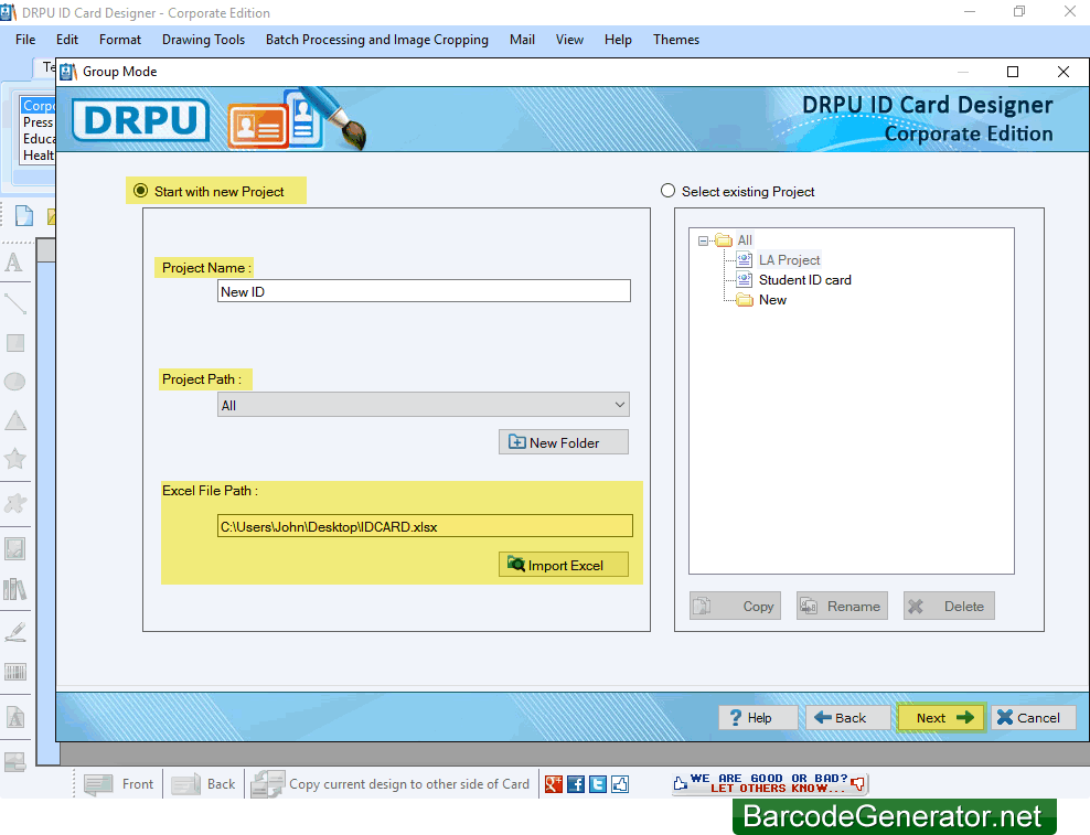 Screenshots of ID Card Generator Corporate Edition of how to make ID cards