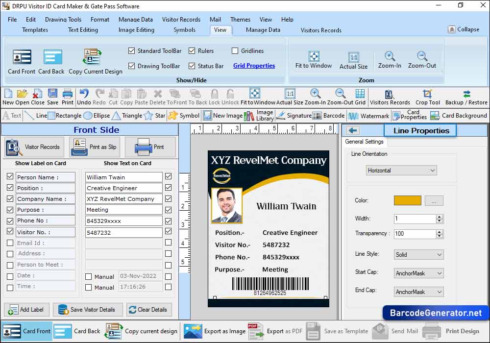 Visitor ID Card Generator Software