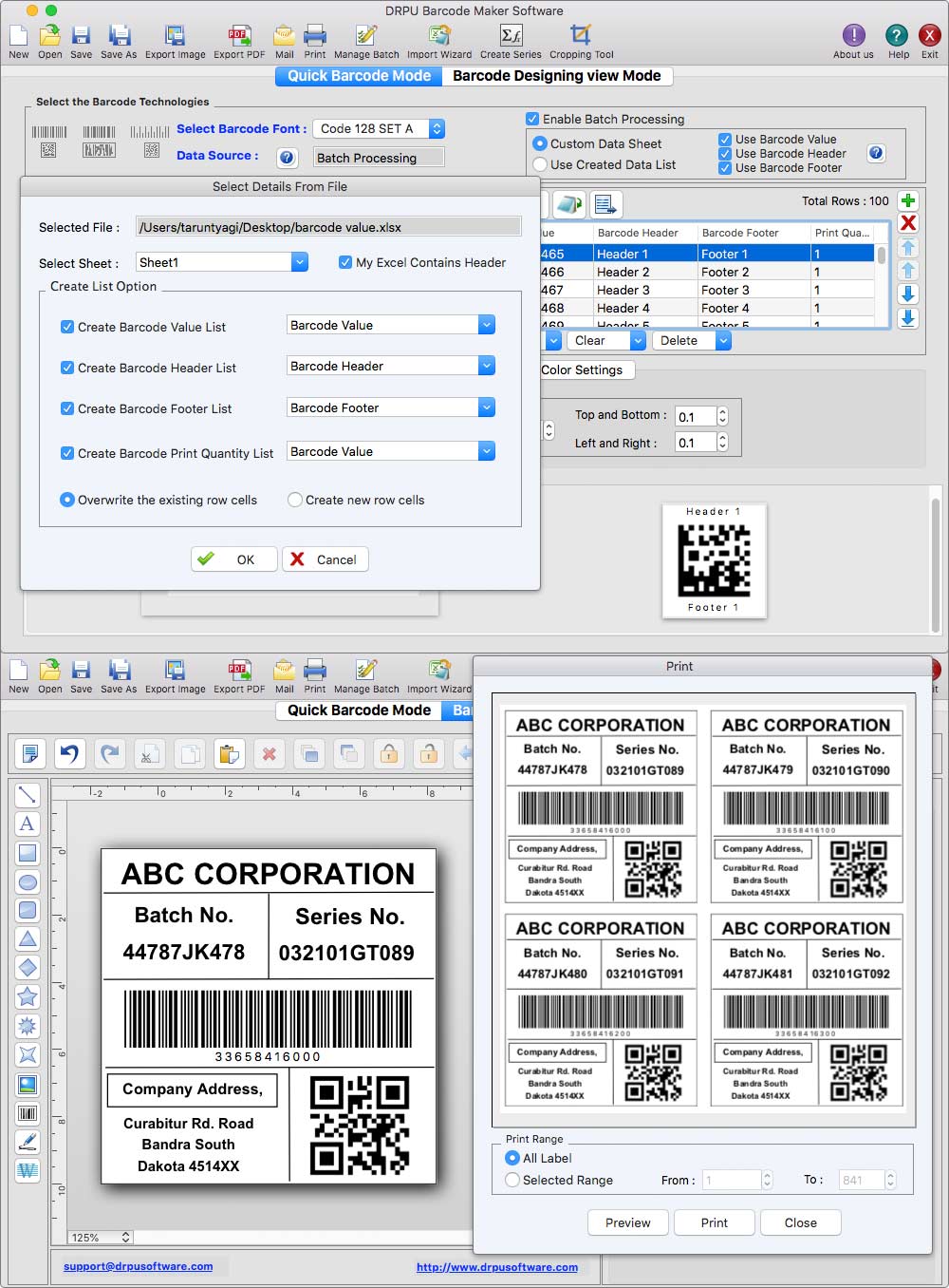 Screenshot of Mac Barcodes