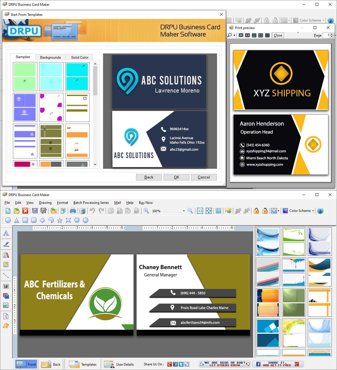 Screenshot of Create Business Cards