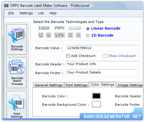 Screenshot of Barcode Label Generator