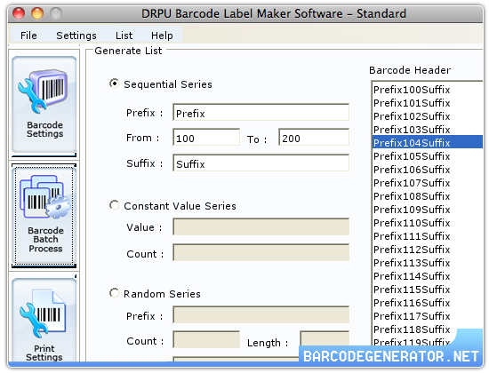 Screenshot of Barcode Generator Mac