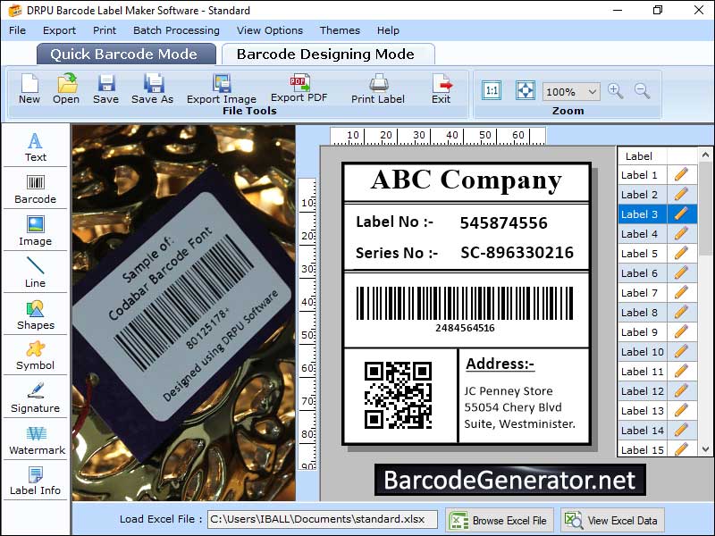 Barcode Label Generator screenshot