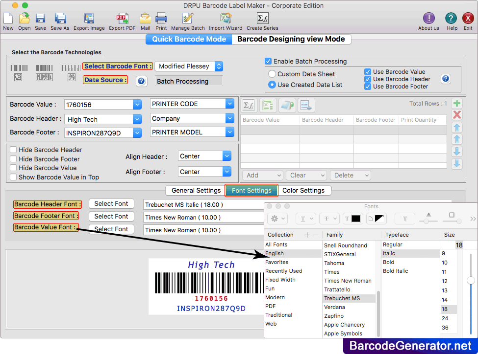 Mac Barcode Generator Software - Corporate Edition