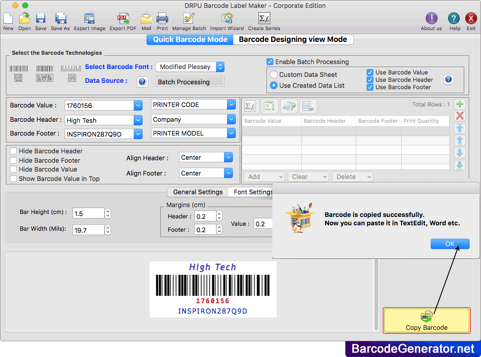 Mac Barcode Generator Software - Corporate Edition