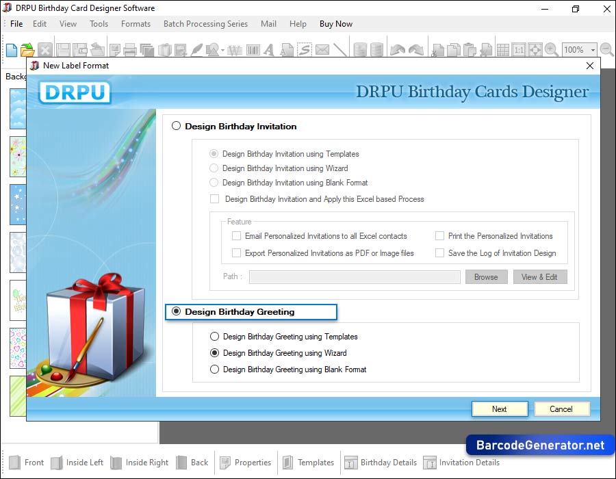 Designe Birthday Greeting using Wizard