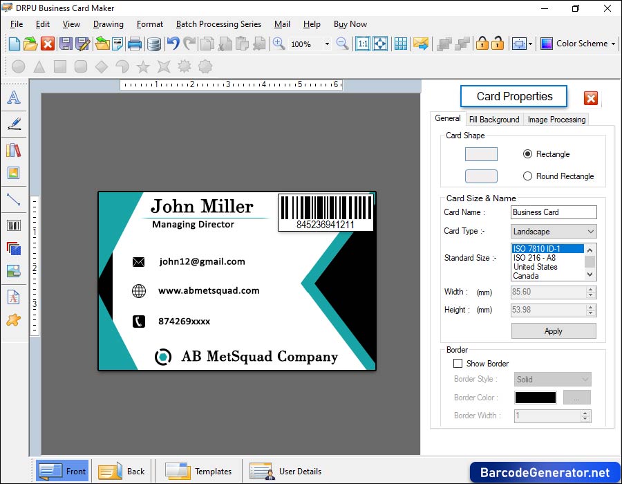 Business Card Generator Software to create visiting membership