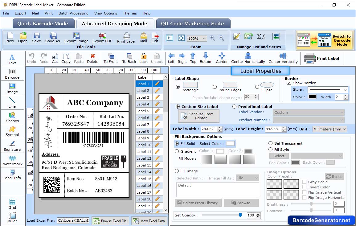 Label Properties