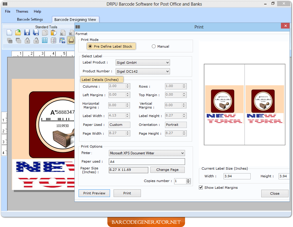 Barcode Generator Software for Post Office and Bank