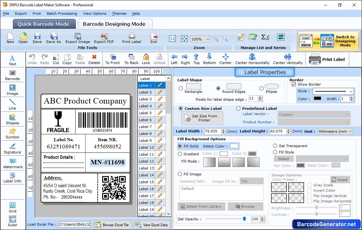 Label Properties