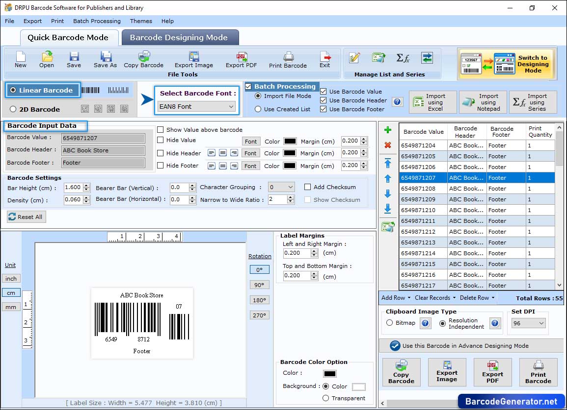 Barcode Settings