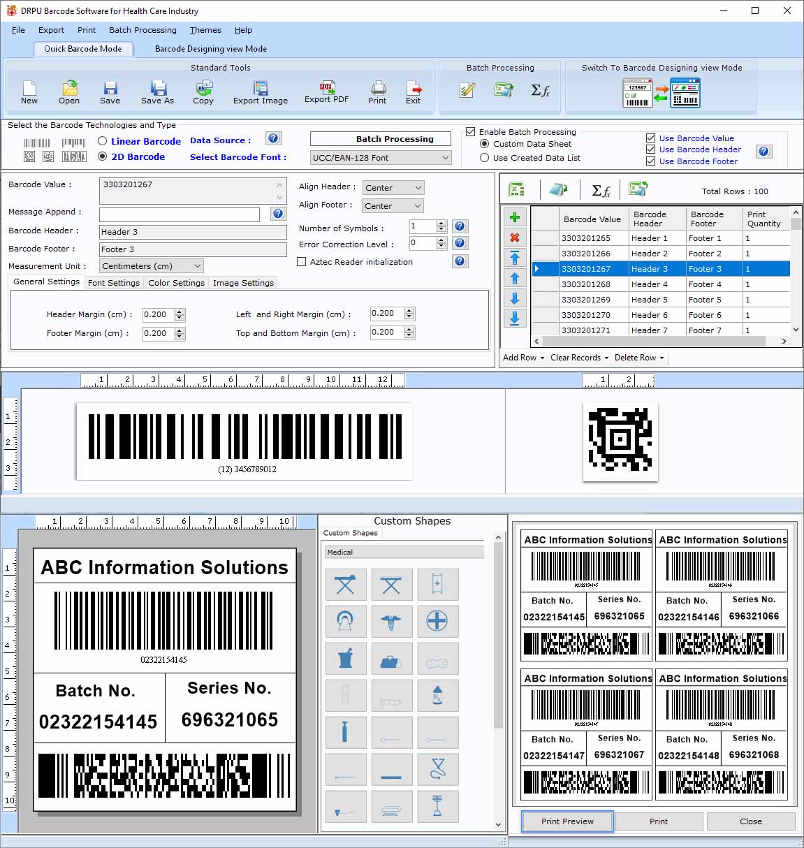 Barcode, generator, healthcare, program, industry, software, medicine, hospital, tool, tags, pharmacy, label, utility, stickers, font, colorful, design, graphics, format, text, objects, size prices, application,  sequential, customized, linear, 2D